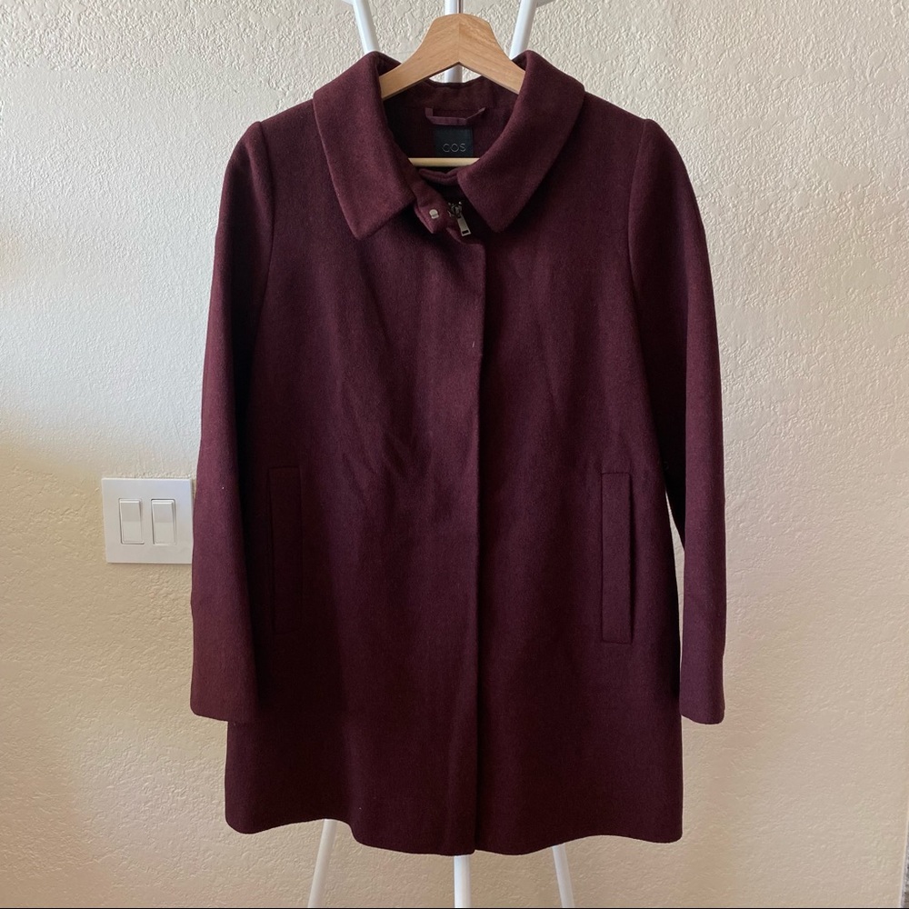 COS Wool Blend Coat Red Size Small